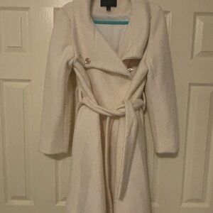 Ann Taylor Cream Belted Coat